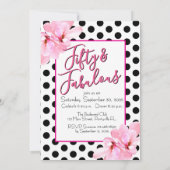 Fifty & Fabulous Pink Floral Black Birthday Einladung (Rückseite)