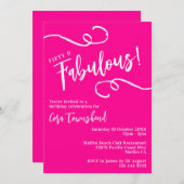 Fifty & Fabulous Pink Script 50th Birthday Party Einladung (Vorne/Hinten)