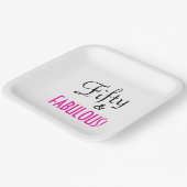 Fifty & FABULOUS! Retro Hot Pink Birthday Party Pappteller (Gewinkelt)