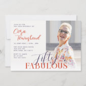 Fifty & Fabulous Script Photo 50th Birthday Einladung (Vorderseite)
