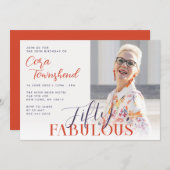 Fifty & Fabulous Script Photo 50th Birthday Einladung (Vorne/Hinten)
