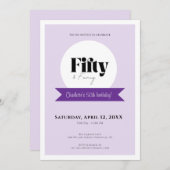 Fifty & Fancy • Elegant Purple 50th Birthday Einladung (Vorne/Hinten)