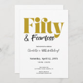 Fifty & Fearless 50th Birthday Invitation Einladung (Vorne/Hinten)