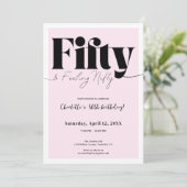 Fifty & Feeling Nifty 50th Birthday • Pink Design Einladung (Stehend Vorderseite)