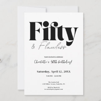 Fifty & Flawless 50th Birthday Invitation Einladung