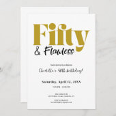 Fifty & Flawless 50th Birthday Invitation Einladung (Vorne/Hinten)
