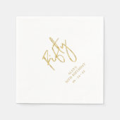Fifty Gold Lettering 50th birthday Paper Plates Serviette (Vorderseite)