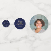 Fifty | Gold & Navy Confetti 50th Birthday Party Konfetti (Rückseiten)