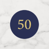 Fifty | Gold & Navy Confetti 50th Birthday Party Konfetti (Klein Vorderseite)