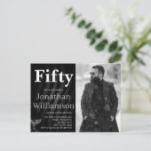 Fifty Modern 50th Birthday Party Photo For Him Postkarte (Stehend Vorderseite)