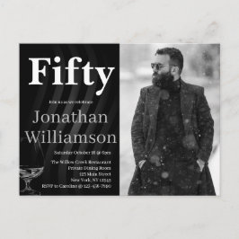 Fifty Modern 50th Birthday Party Photo For Him Postkarte