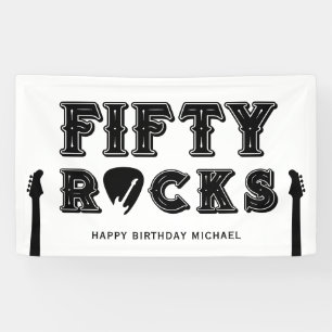 Fifty Rocks Gitarrenplektrum 50. Geburtstagsfeier Banner