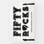 Fifty Rocks Guitar Pick 50th Birthday Party Banner (Vertikal)