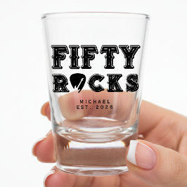 Fifty Rocks Guitar Pick 50th Birthday Party Schnapsglas