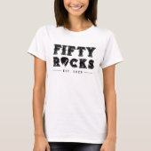 Fifty Rocks Guitar Pick 50th Birthday Party T-Shirt (Vorderseite)