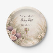 Fig Garden Floral 1st Birthday Pappteller (Vorderseite)