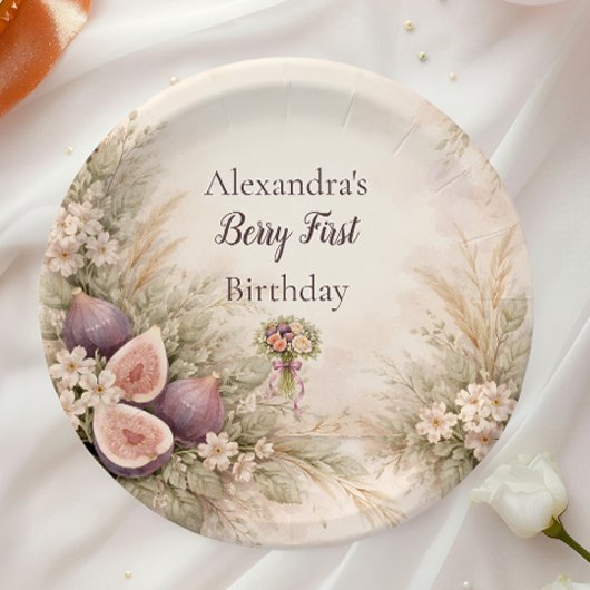 Fig Garden Floral 1st Birthday Pappteller