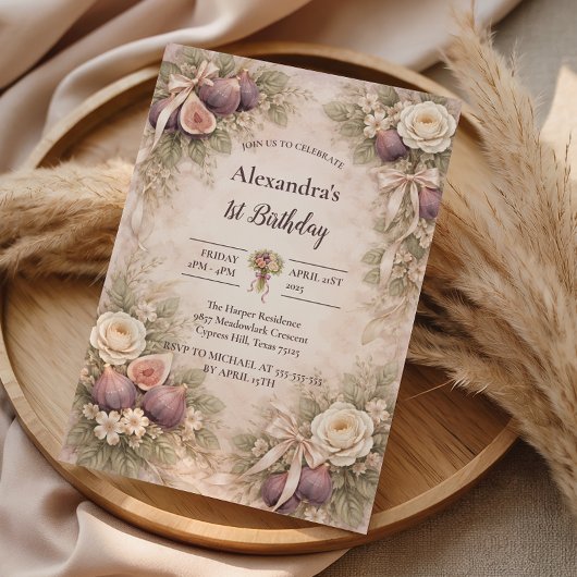 Fig Garden Vintage 1st Birthday Einladung