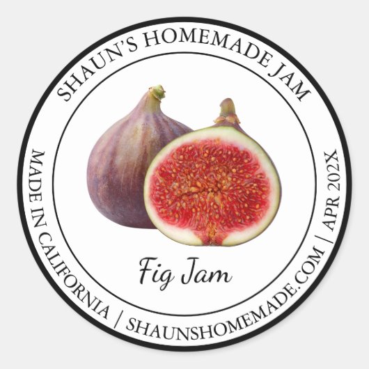 Fig Jam Modern Label Runder Aufkleber (Vorderseite)