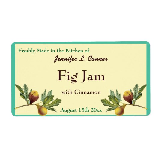Fig Jam oder Preserve Canning Jar Food Label (Vorne)