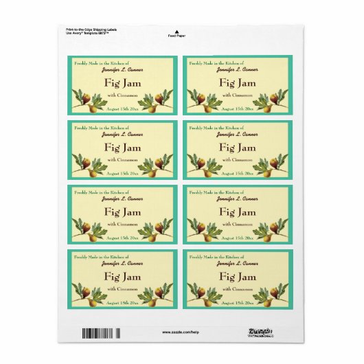 Fig Jam oder Preserve Canning Jar Food Label (Vorne)