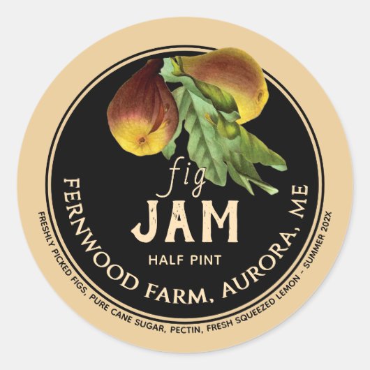 Fig Jelly Jar Label Kraft Homemade Runder Aufkleber (Vorderseite)