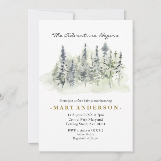 Fig Tree Rustic Boho Forest Babydusche Einladung (Vorderseite)