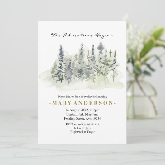 Fig Tree Rustic Boho Forest Babydusche Einladung (Stehend Vorderseite)