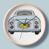 Figarations Blue Figaro Car Workshop Garage Clock Runde Wanduhr