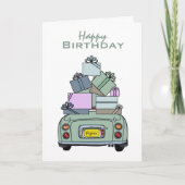 Figarations Green Figaro Car Happy Birthday Card Karte (Vorderseite)