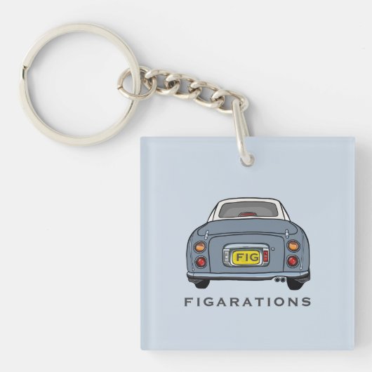 Figarations Lapis Grey Figaro Car Monogram Schlüsselanhänger (Vorderseite)