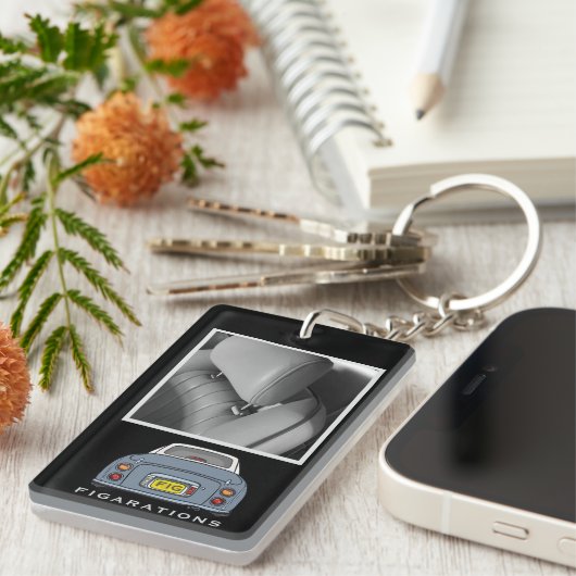 Figarations Lapis Grey Figaro Foto Monogram Schlüsselanhänger (Vorderseite rechts)