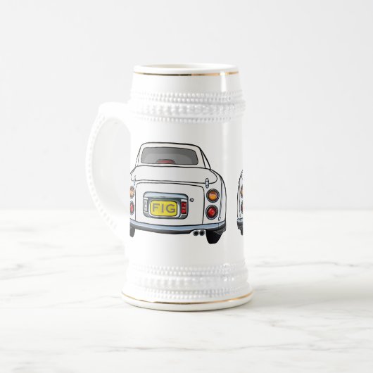 Figarations Mit Monogramm White Figaro Beer Stein Bierglas (Vorderseite Links)