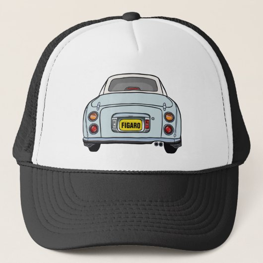 Figarations Pale Aqua Figaro Auto Name Trucker Hat Truckerkappe (Vorderseite)