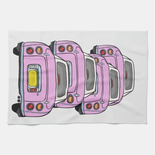 Figarations Pink Figaro Auto Convoy Küche Handtuch (Horizontal)