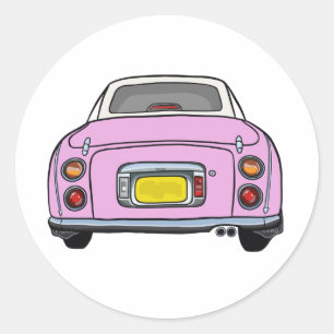 Figarations Süßer Rosa Figaro-Autogarage Scrapbook Runder Aufkleber
