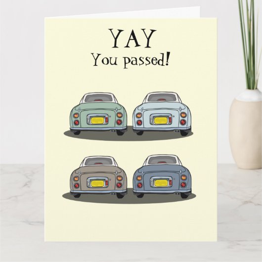 Figaro Car Pass Test Herzlichen Glückwunsch Karte (Vorderseite)