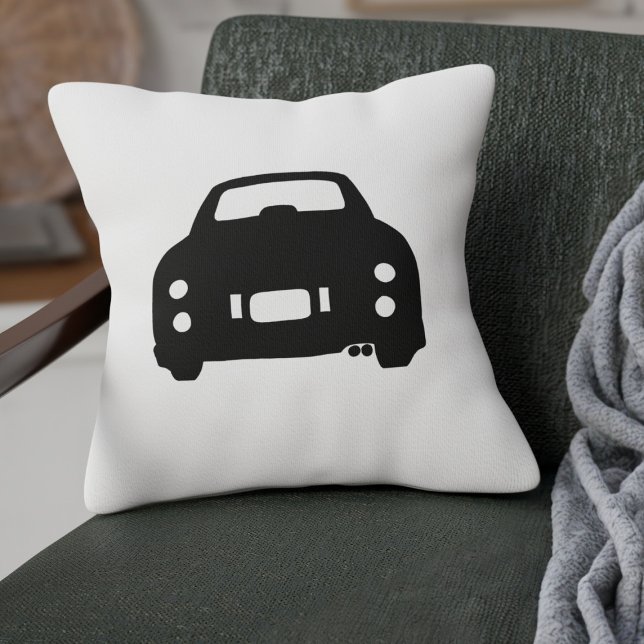Figaro Car Silhouette Schwarzweiß Kissen (Black and White Figaro Car Silhouette Pillow for your car or home)