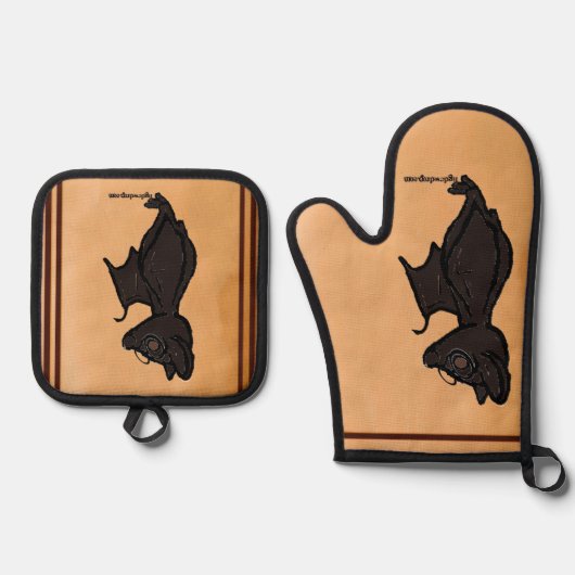 Figdewdrop Blinky the Bat pot holders Ofenhandschuh & Topflappen-Set (Vorderseite)