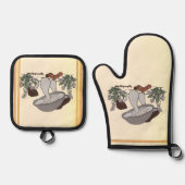Figdewdrop caterpillar & mushroom gold pot holders ofenhandschuh & Topflappen-Set (Vorderseite)