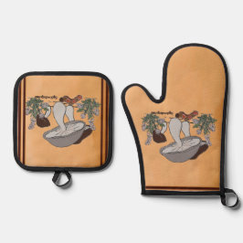 Figdewdrop caterpillar & mushroom pot holders ofenhandschuh & Topflappen-Set