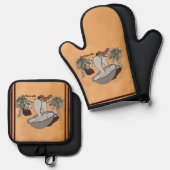 Figdewdrop caterpillar & mushroom pot holders ofenhandschuh & Topflappen-Set (Vorderseite/Rückseite)