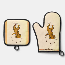 Figdewdrop Juggling Squirrel gold pot holders Ofenhandschuh & Topflappen-Set