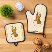 Figdewdrop Juggling Squirrel gold pot holders Ofenhandschuh & Topflappen-Set (Oben Unten)