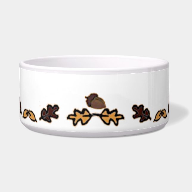 figdewdrop Leaves & Acorns Ceramic Pet Bowl Napf (Vorderseite)