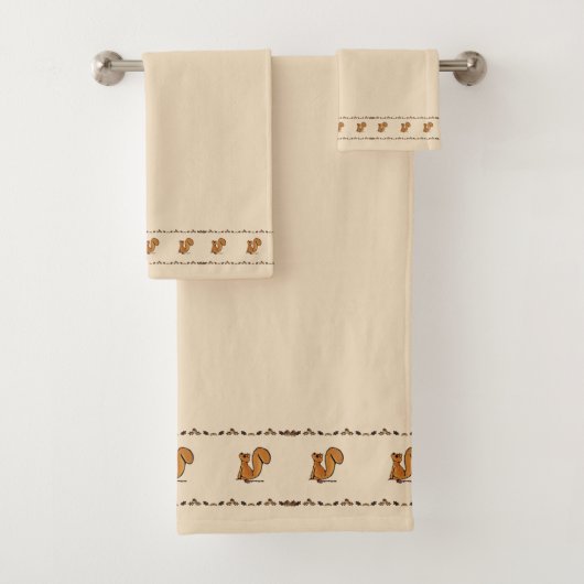 figdewdrop Squirrel Acorn & Leaves Bath Towel Set (Insitu)