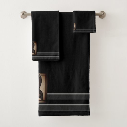 figdewdrops Blinky the Bat Black Bath Towel Set  (Insitu)