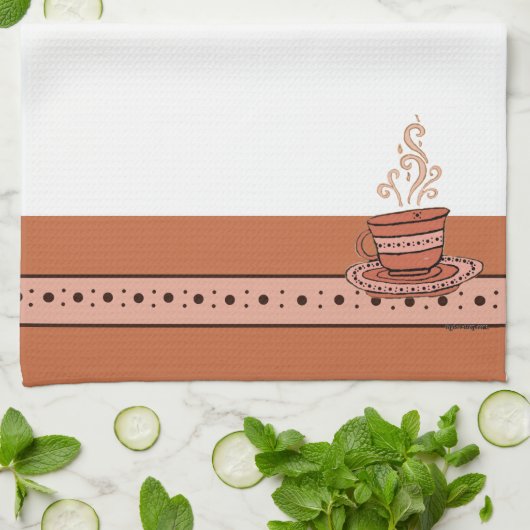figdewdrops Orange Relax Cup kitchen towel Geschirrtuch (Gefaltet)