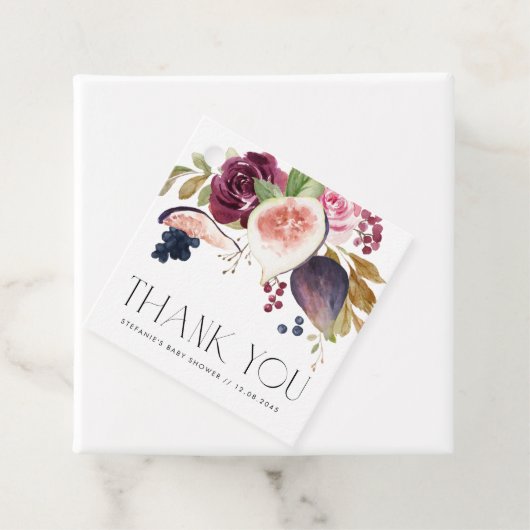 Figes and Burgundy Blume Kinderdusche Vielen Dank Geschenkanhänger (Beispiel)