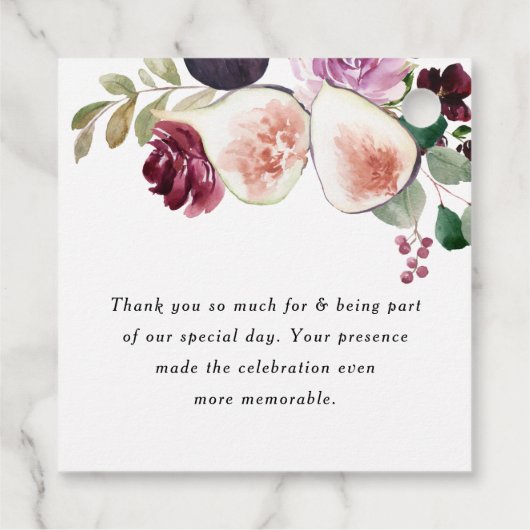 Figes and Burgundy Blume Kinderdusche Vielen Dank Geschenkanhänger (Rückseite)